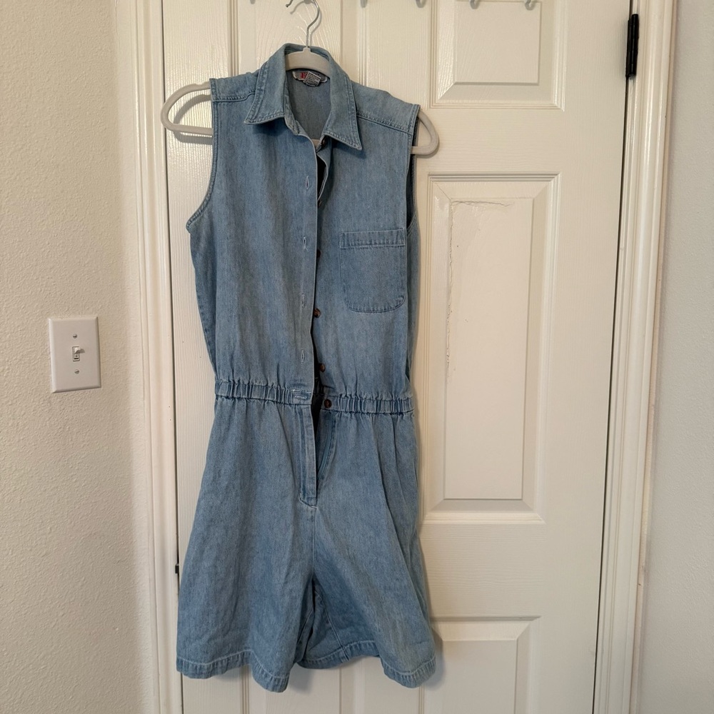 Denim Jumpsuit vintage farmer’s market summer vacation garden  cruise pockets